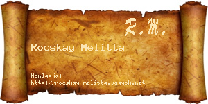 Rocskay Melitta névjegykártya